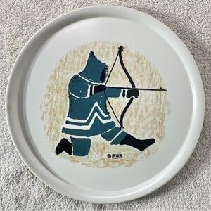 Vintage Ornamin Melamine Kika Arctic Inuit Hunter Decorative Plate Tray